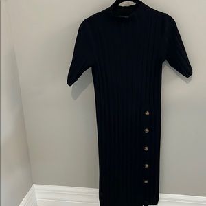 Ann Taylor Black Ribbed Dress